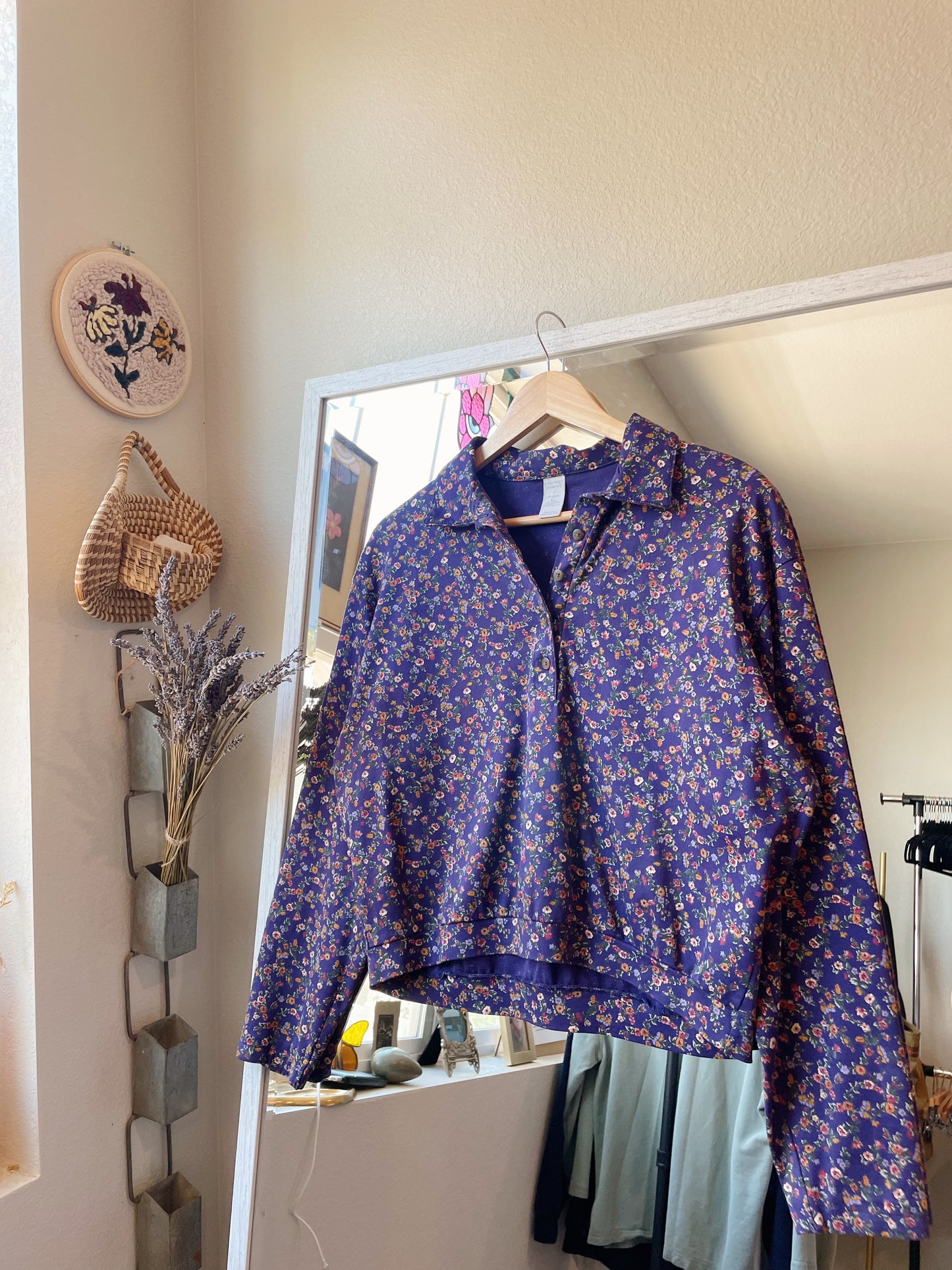 Vintage Land's End Floral Henley (M)