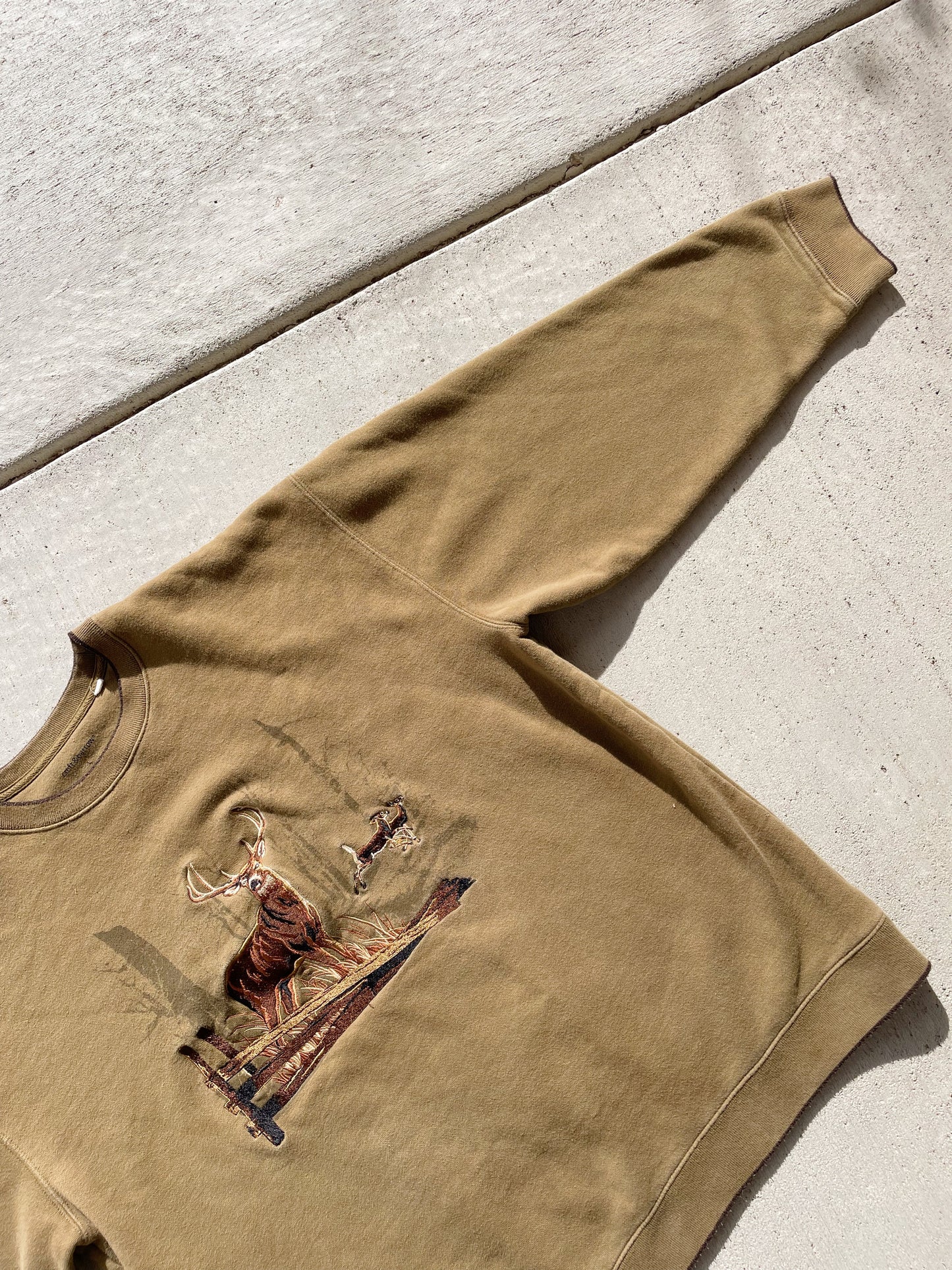 Vintage Embroidered Deer Crew (XL)