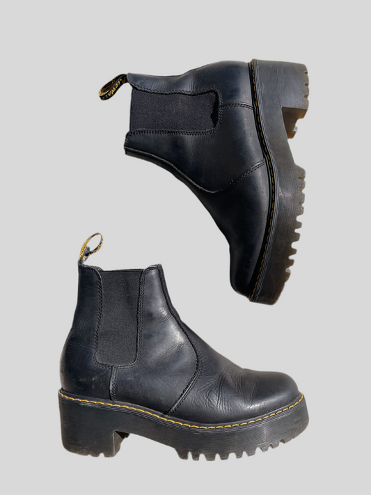 Doc Marten Black Leather Boots (Women's 8)