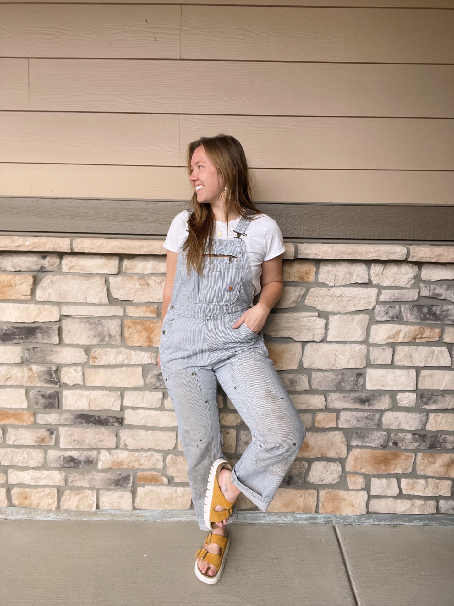 Carhartt Distressed Striped Overalls (Women's S)