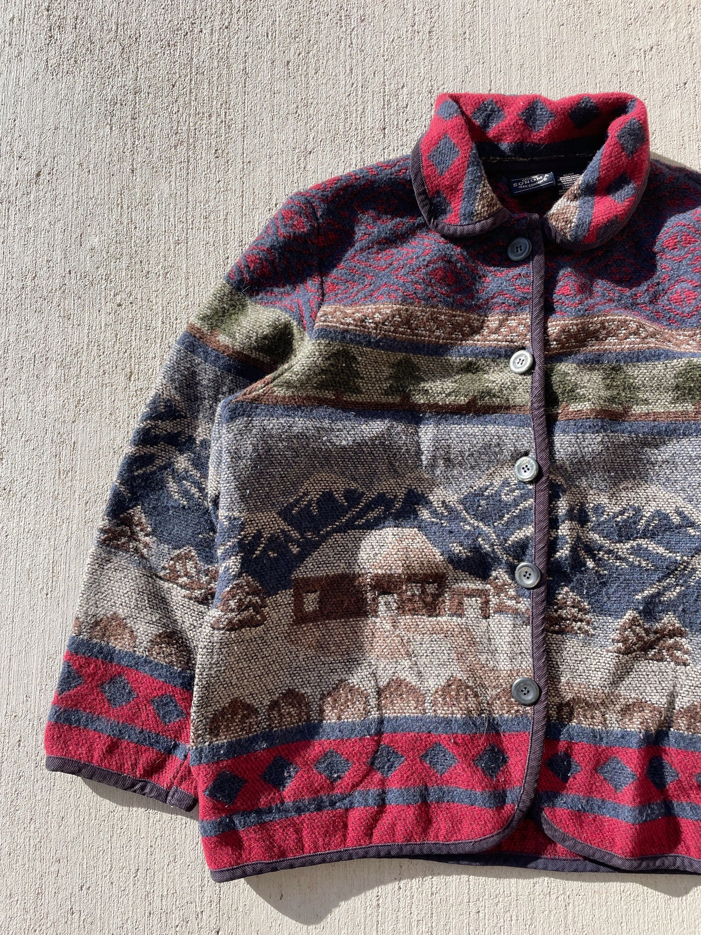 Vintage Cabin Scene Jacket (M)