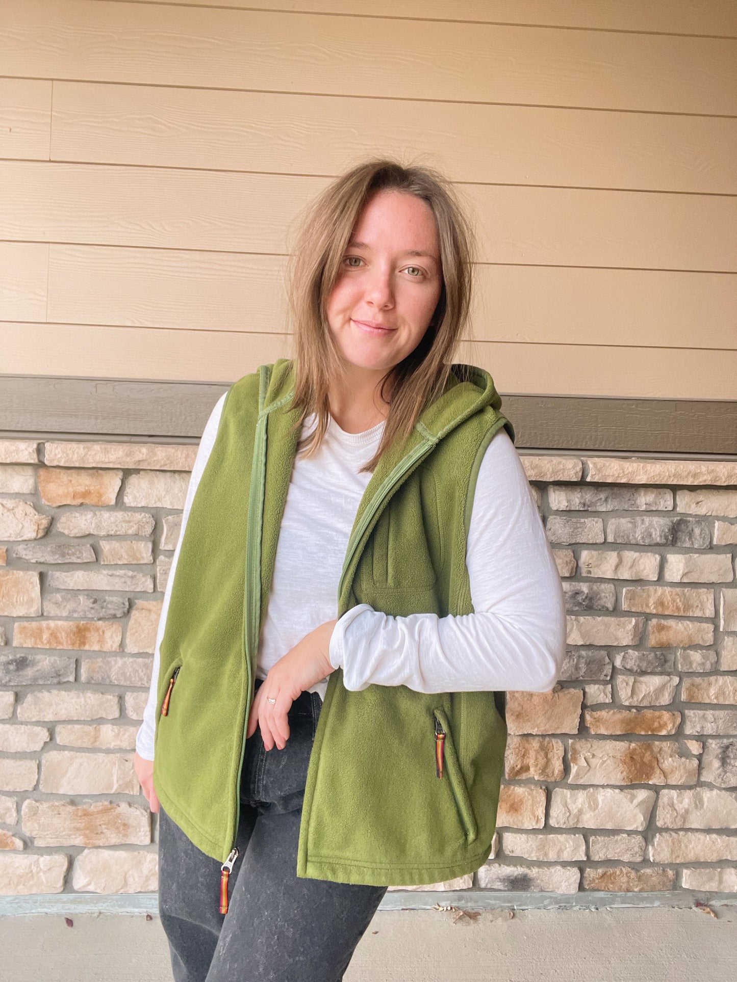 Vintage Eddie Bauer Fleece Hooded Vest (Women's XL/XXL)