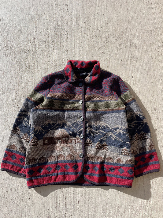 Vintage Cabin Scene Jacket (M)