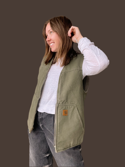 Carhartt Green Sherpa Lined Vest (M)