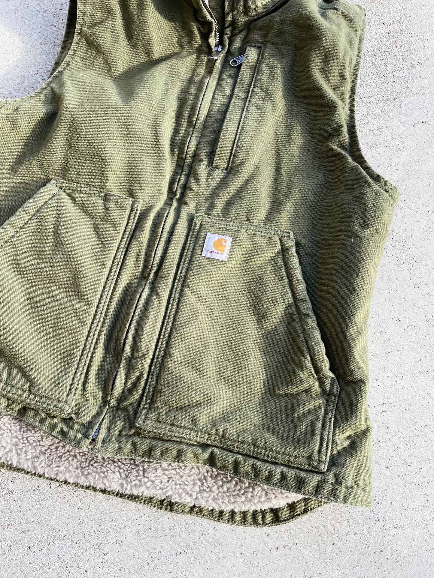 Carhartt Green Sherpa Lined Vest (Women's M)