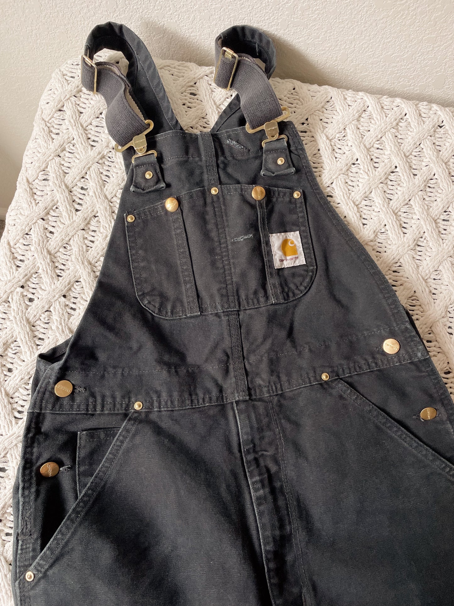 Carhartt Black Double Knee Overalls (S/M)