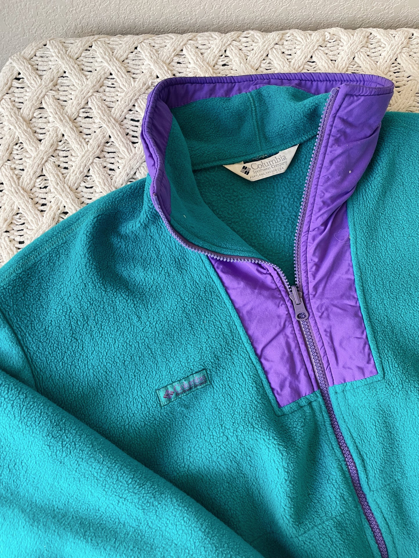 Vintage Columbia Teal Full Zip Fleece (XL)