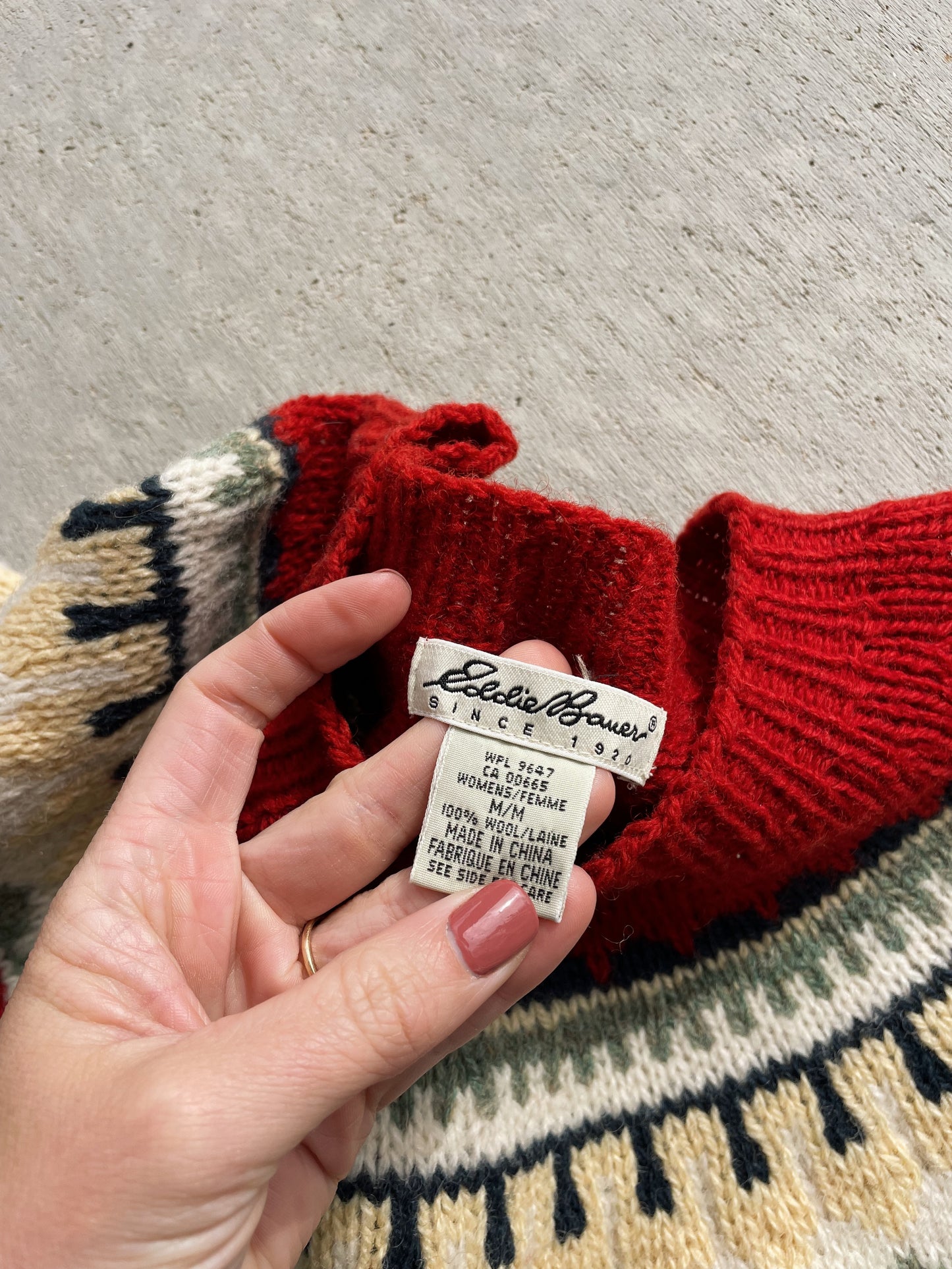 Vintage Eddie Bauer Fair Isle 100% Wool Sweater (Women's L)