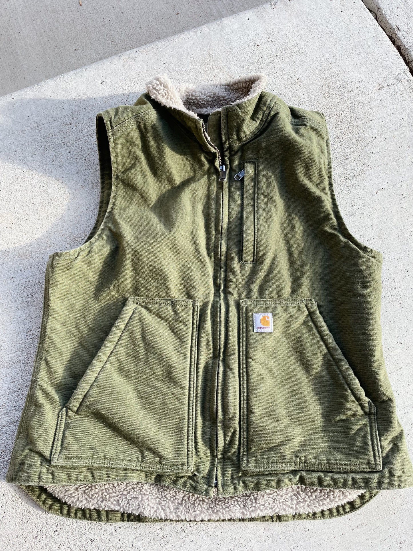 Carhartt Green Sherpa Lined Vest (Women's M)