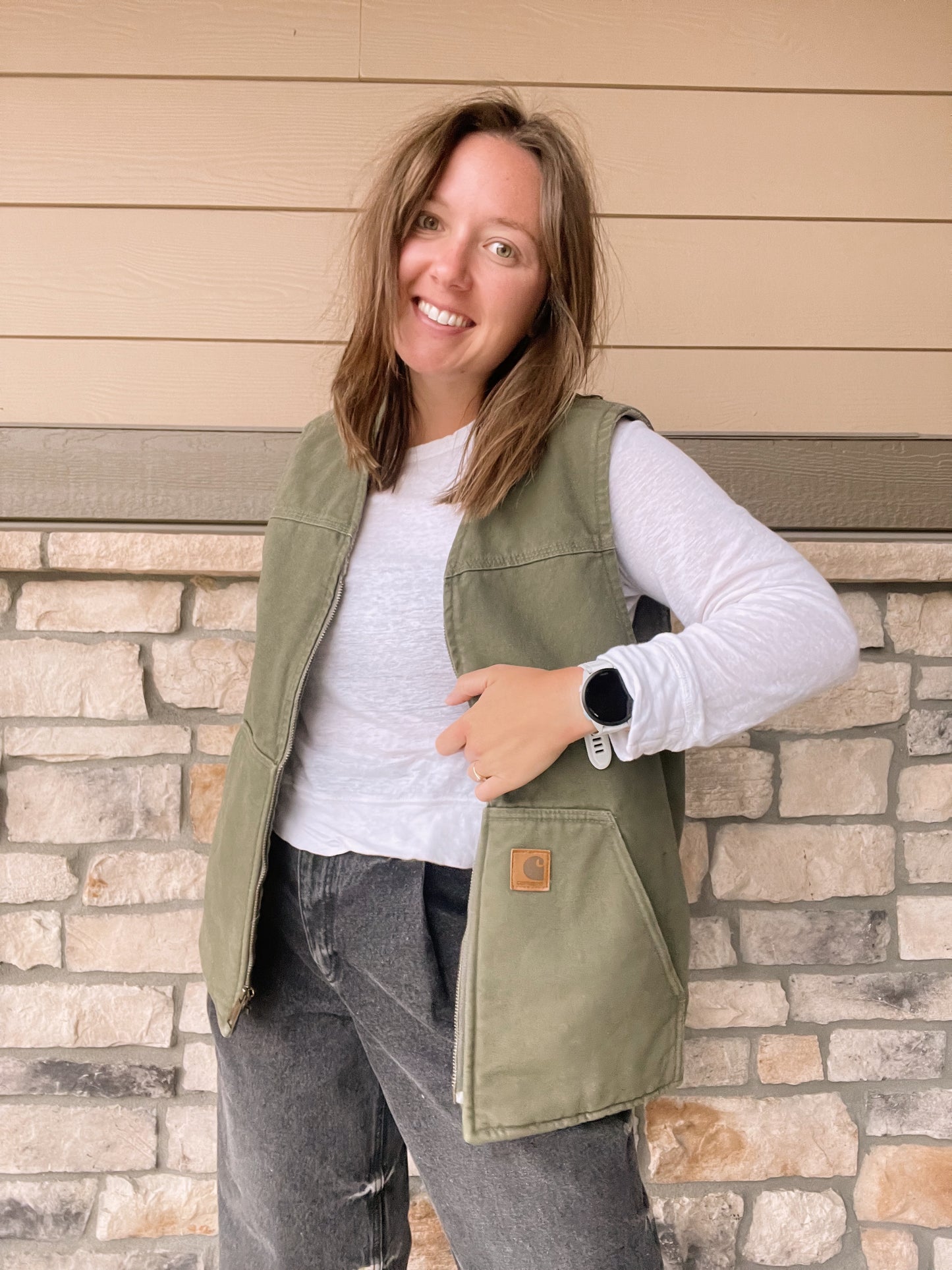Carhartt Green Sherpa Lined Vest (M)