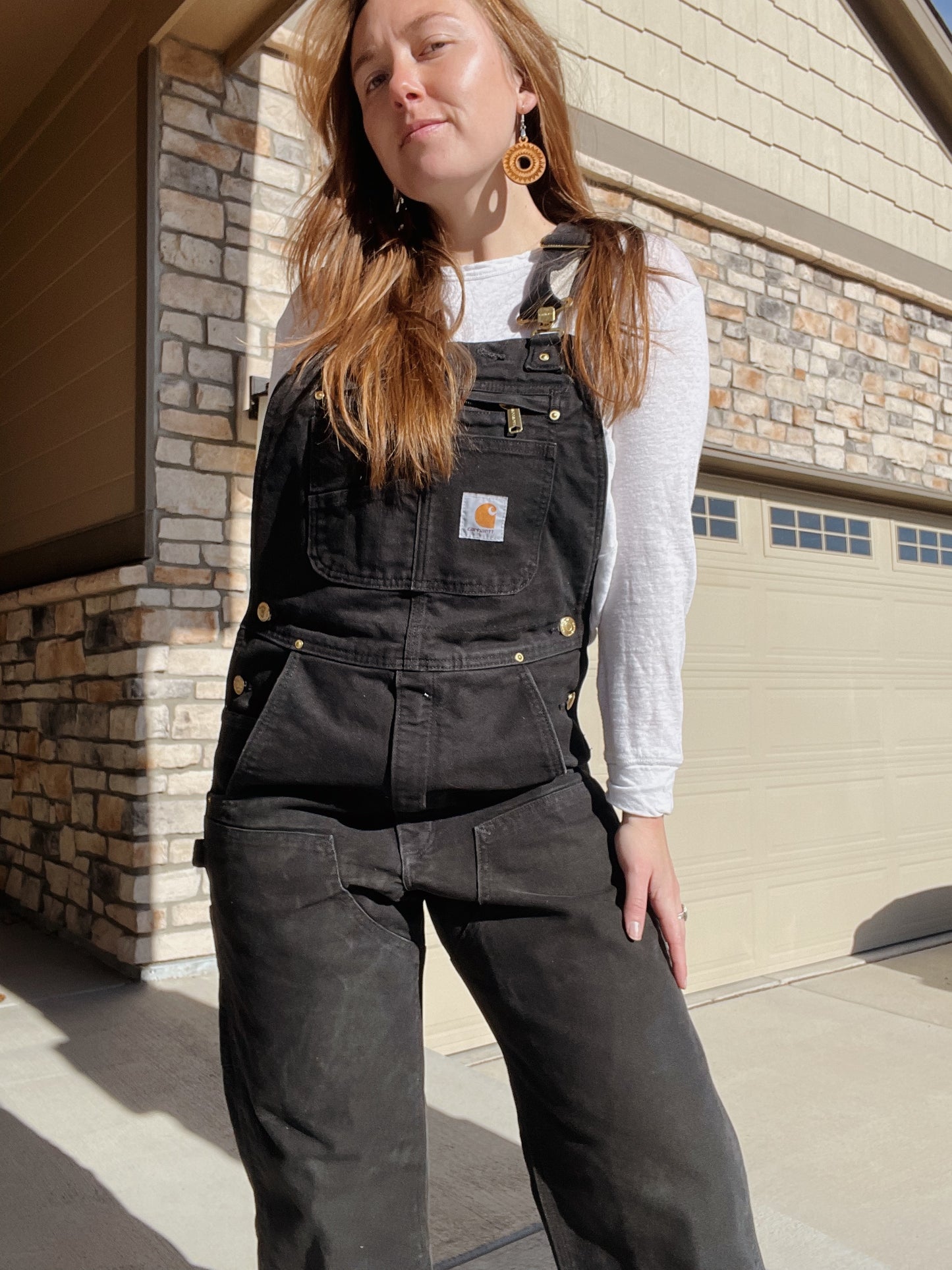 Carhartt Black Double Knee Zip Pocket Overalls (M)