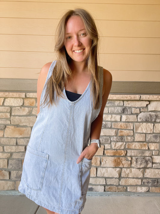 Free People Light Wash Skirtalls (S)