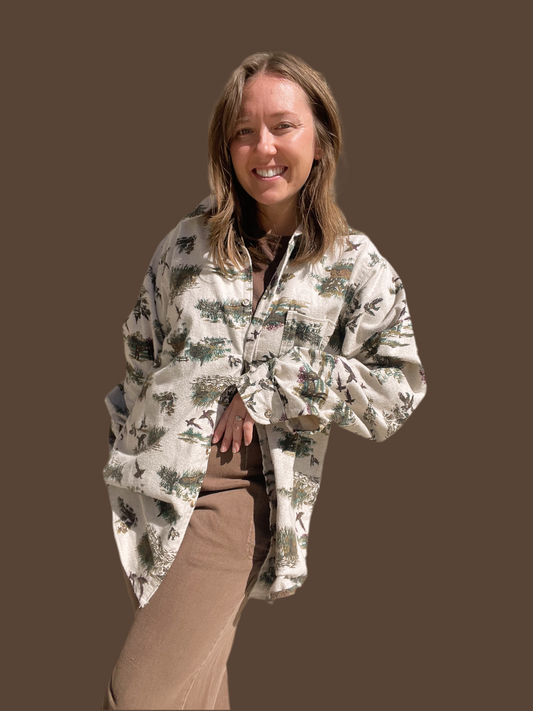 Vintage RedHead Birddog Print Button Down (Men’s L)