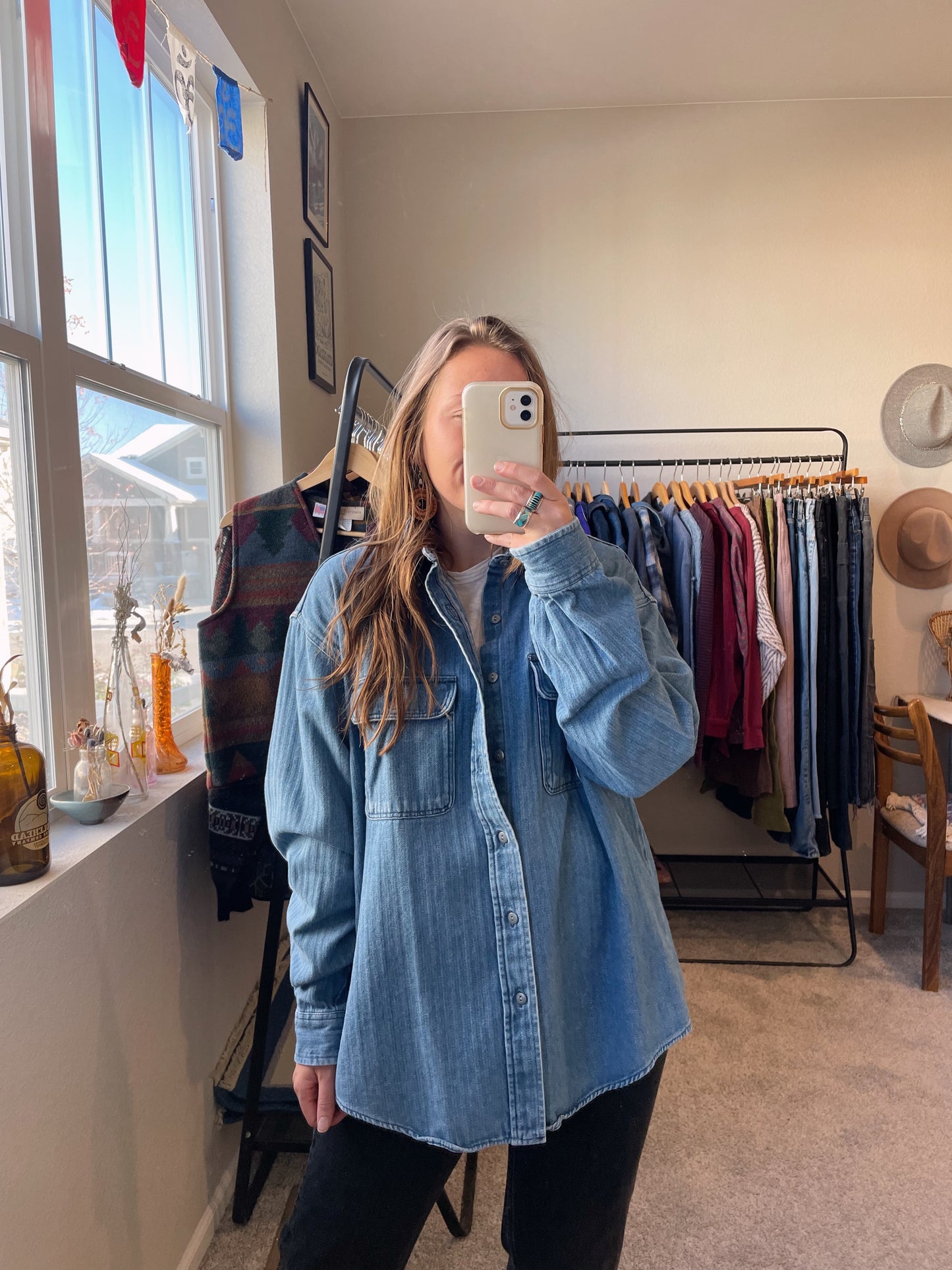 Vintage LL Bean Thick Denim Shirt (L)