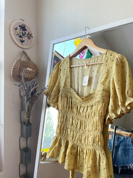 Free People Adore You Yellow Blouse - NEW (XL)