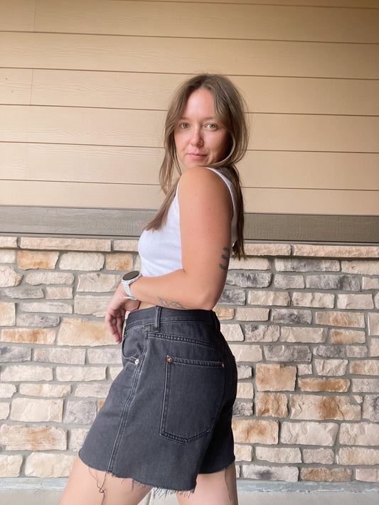 Free People Black Denim Shorts (32)