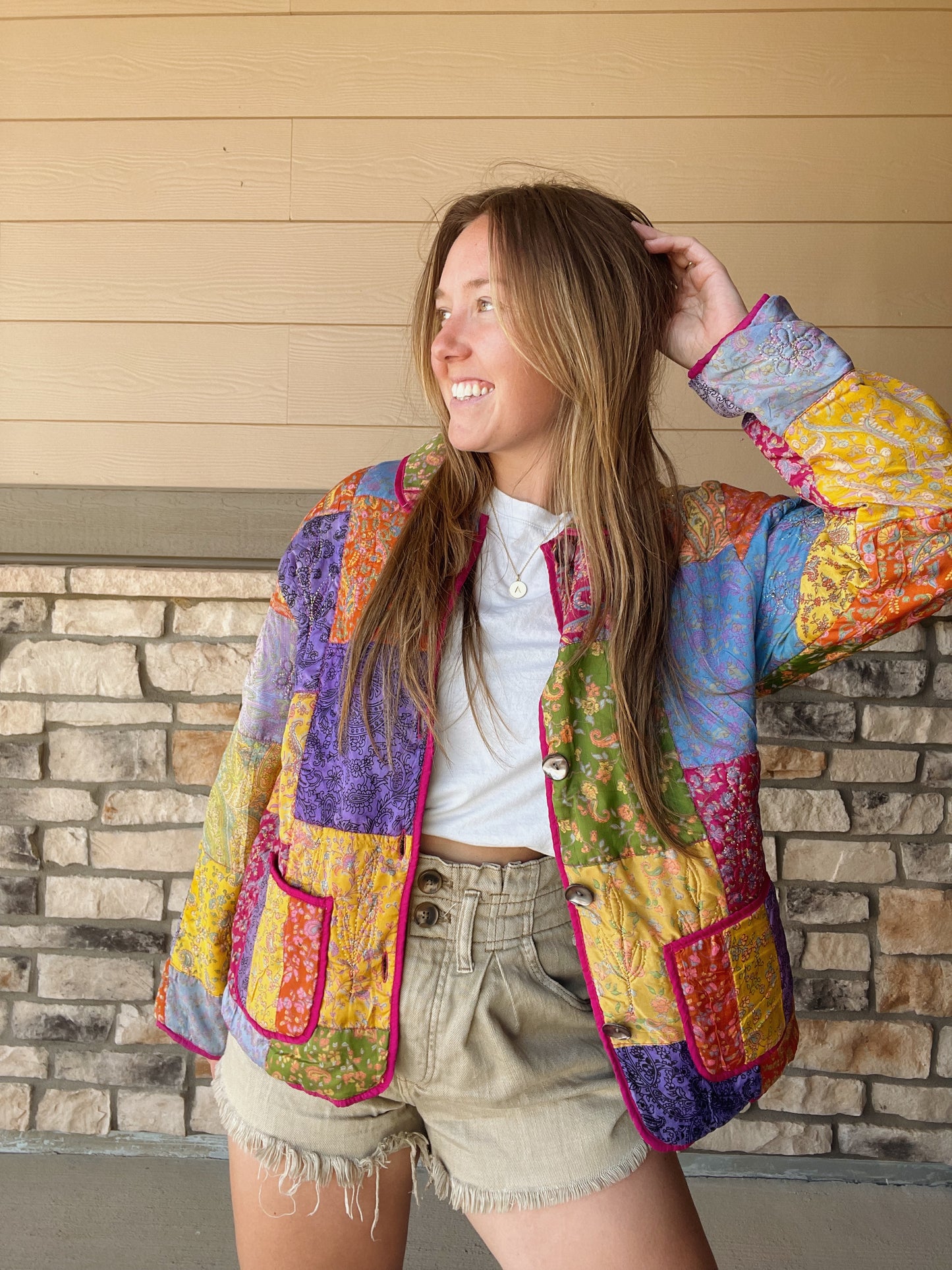 Vintage Silk Patchwork Jacket (M)