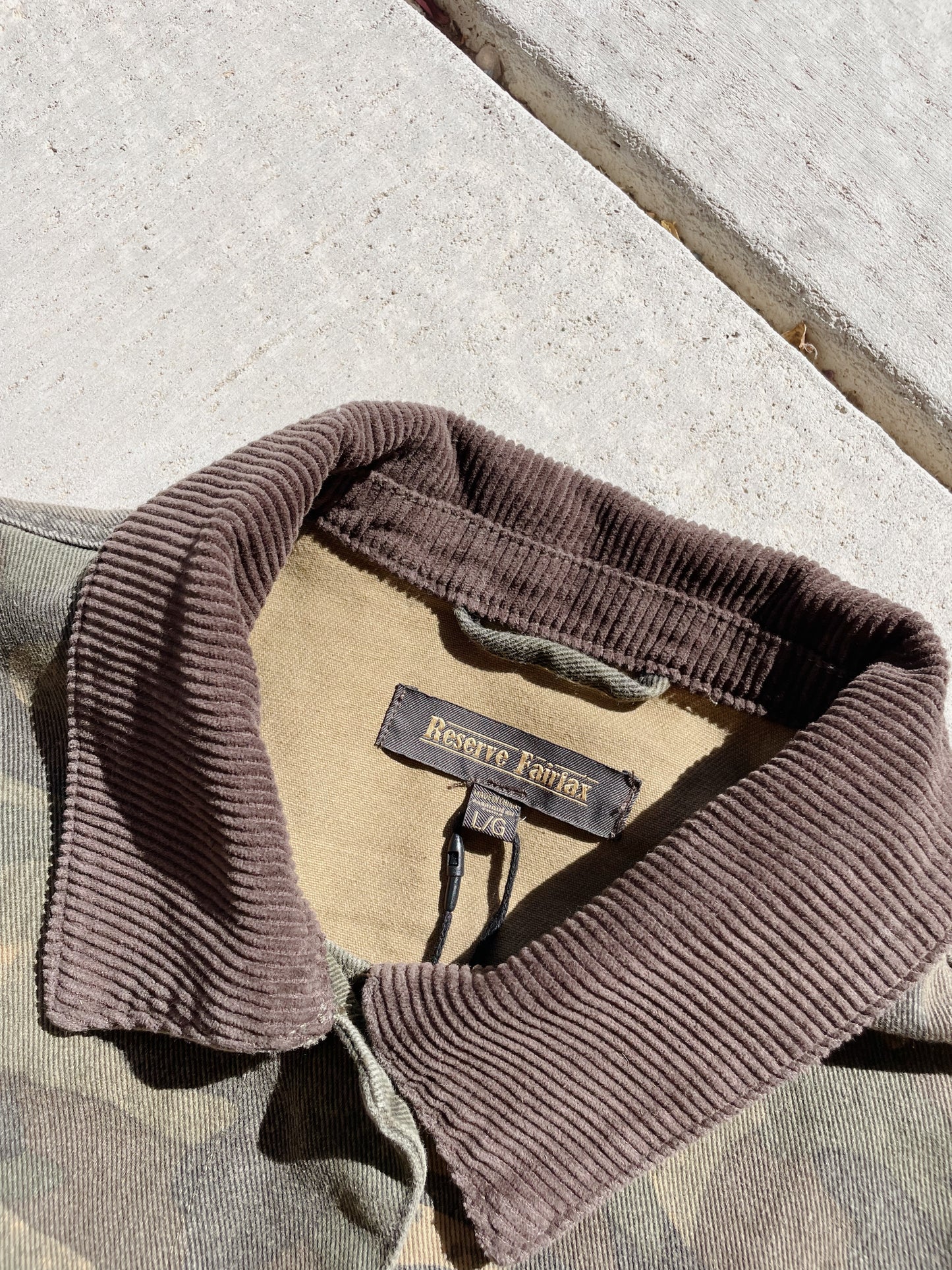 Camo Detroit Style Jacket w/ Corduroy Collar (L)