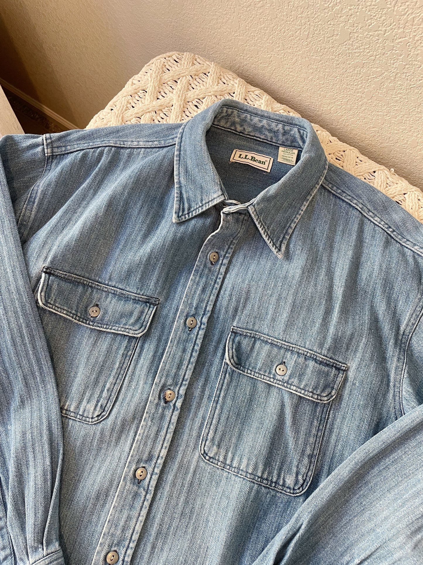 Vintage LL Bean Thick Denim Shirt (L)