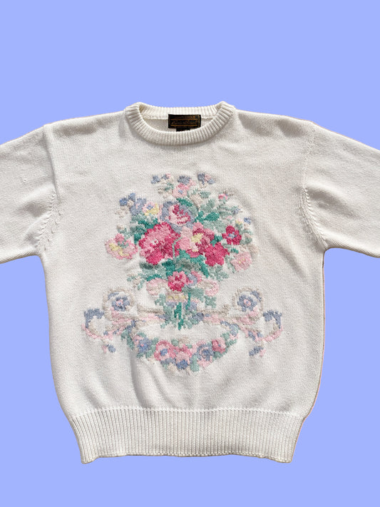Vintage 1989 Eddie Bauer Flower Sweater (S)