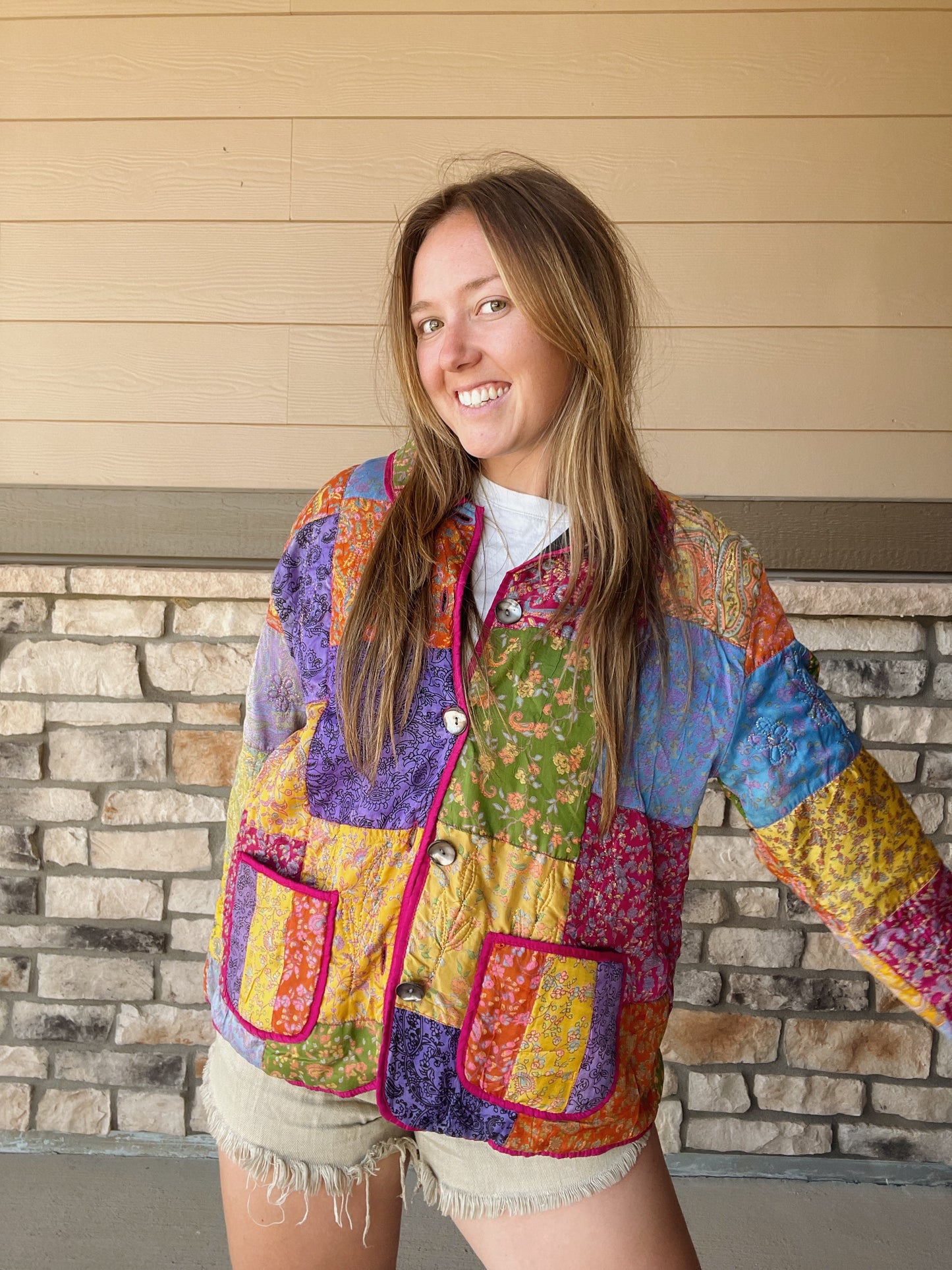 Vintage Silk Patchwork Jacket (M)