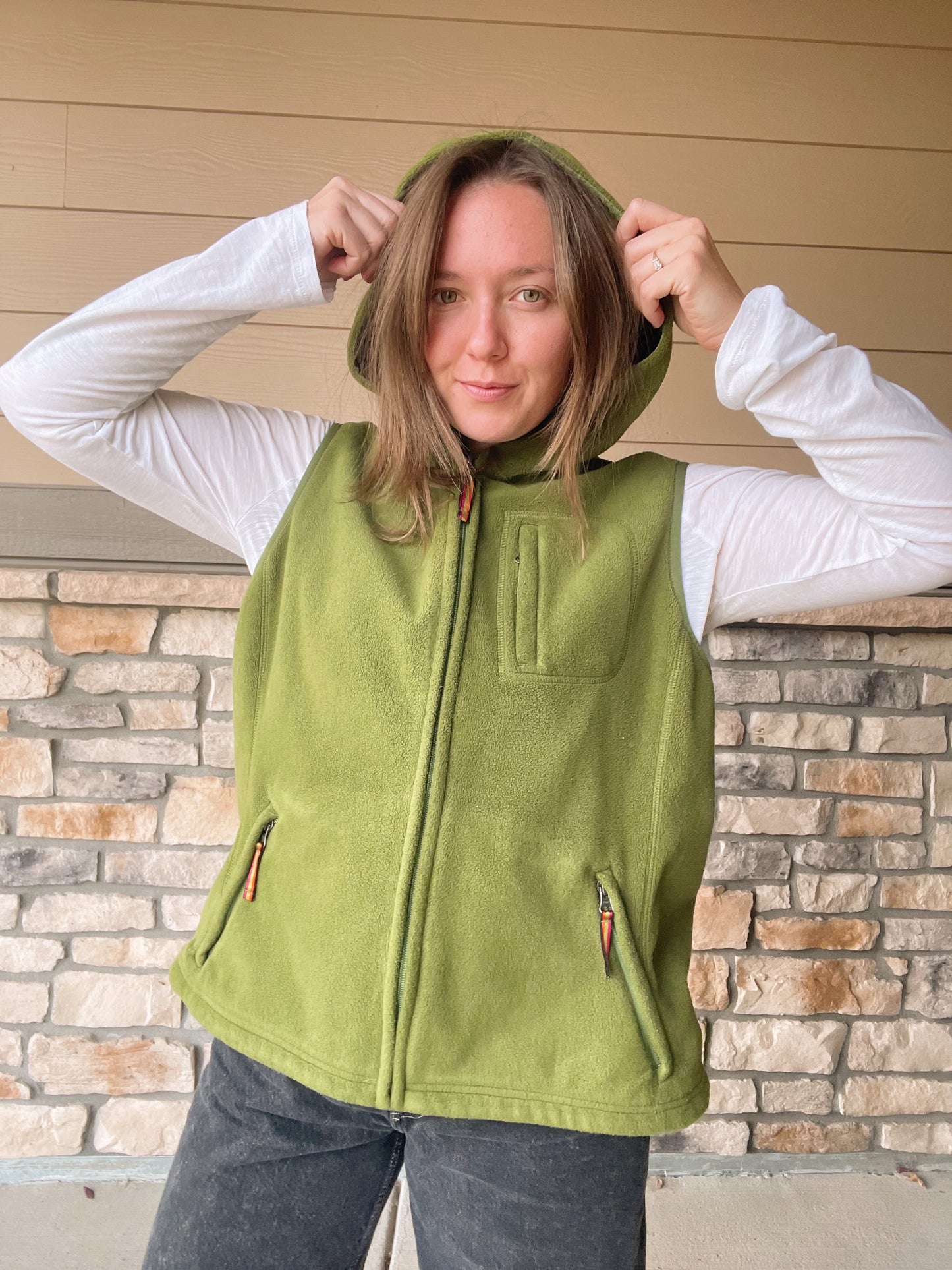 Vintage Eddie Bauer Fleece Hooded Vest (Women's XL/XXL)