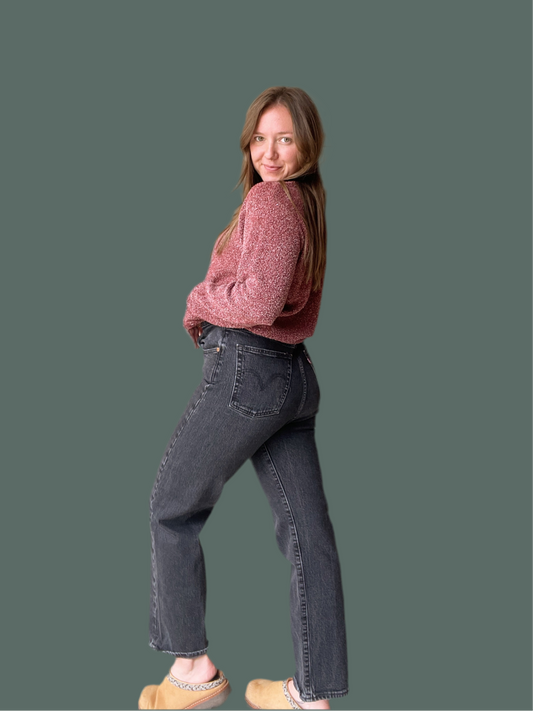 Levi's Ribcage Straight Black Jeans (30)