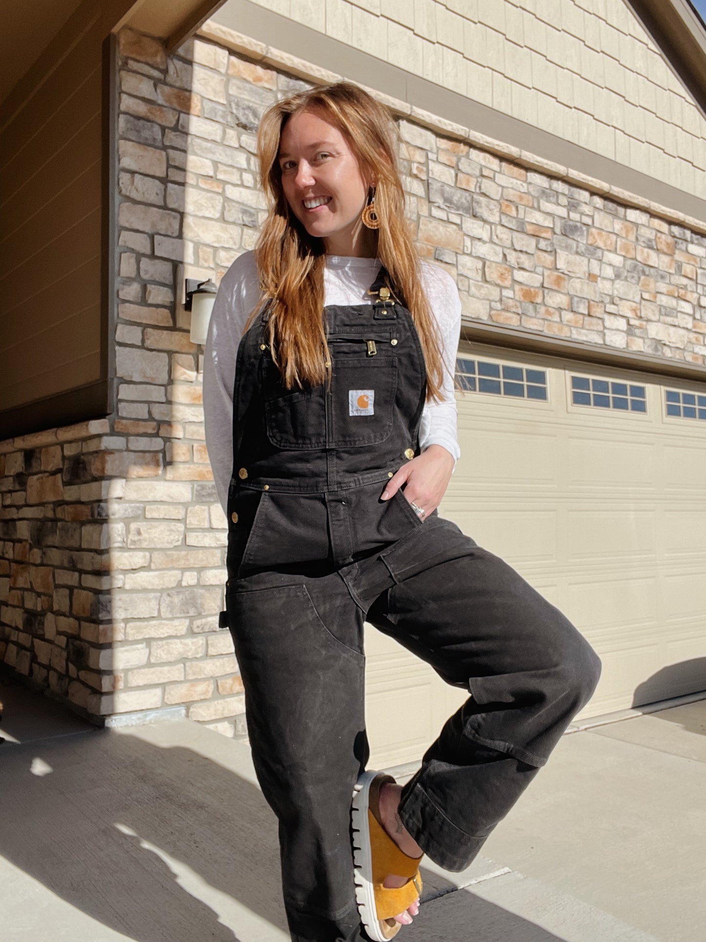 Carhartt Black Double Knee Zip Pocket Overalls (M)