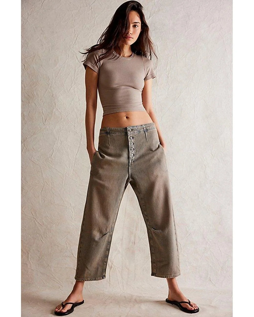 Free People Osaka Mid Rise Barrel Jeans (30)