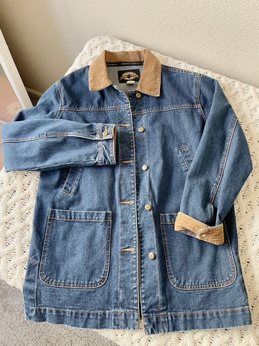 Vintage Denim Jacket w/ Corduroy Accents (M)