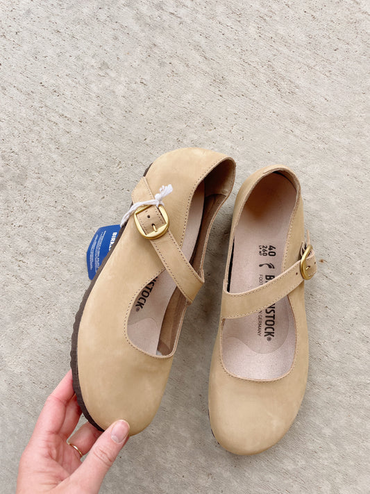 Birkenstock Tracy Mary Jane Nubuck Leather Flats - NEW (EU40/W9)