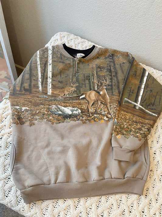 Vintage Deer Woods Scape Crewneck (XL)