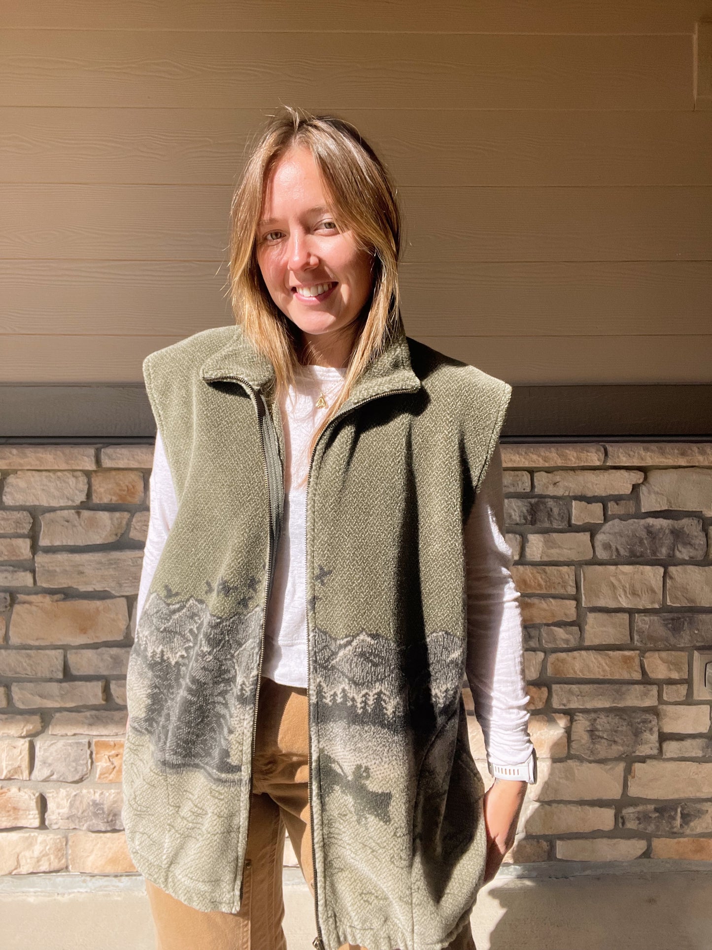 Vintage Natural Reflections Canoe Print Vest (XL)