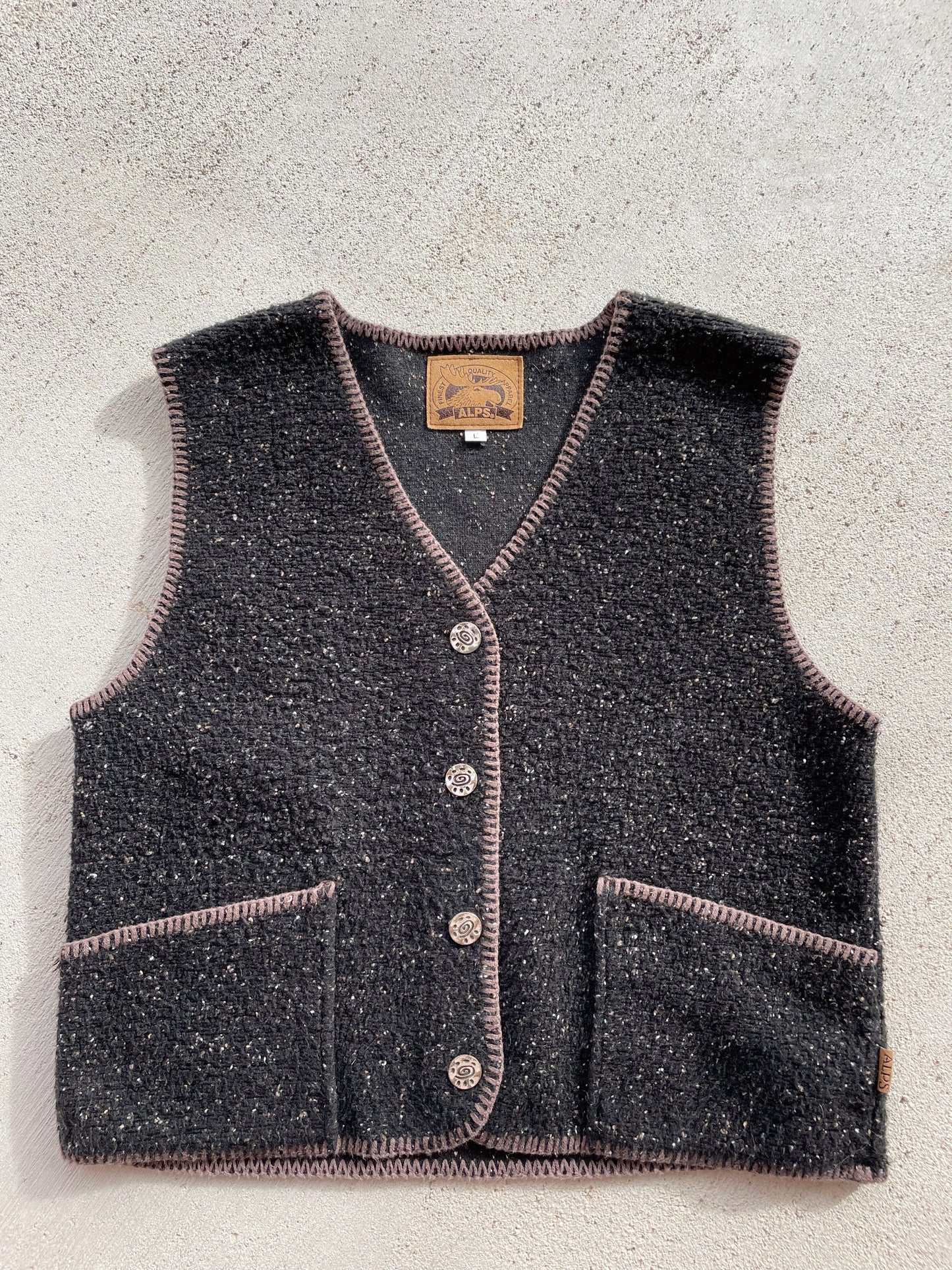 Vintage Alps Black Fleece Vest (M)