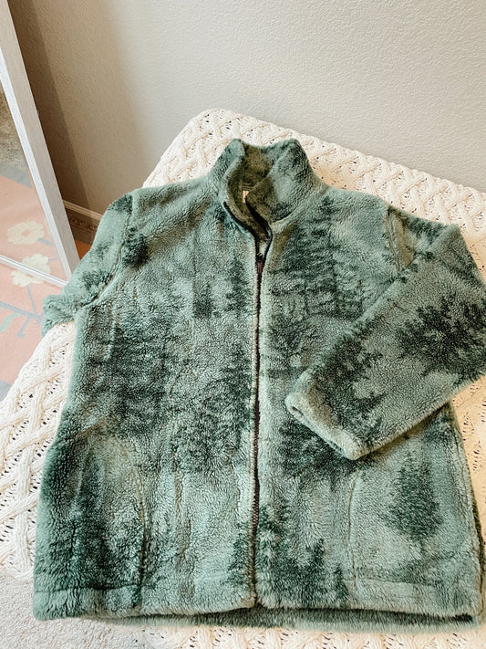 Vintage Pine Tree Fleece Jacket (M/L)