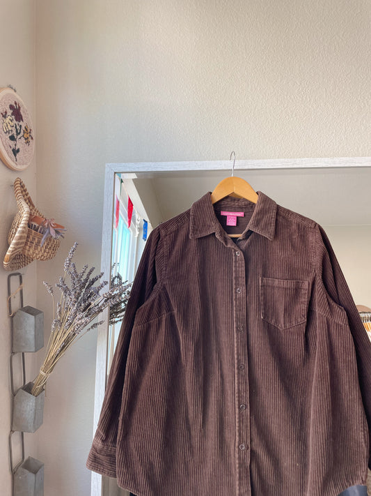 Vintage Brown Corduroy Shirt (Women's M)