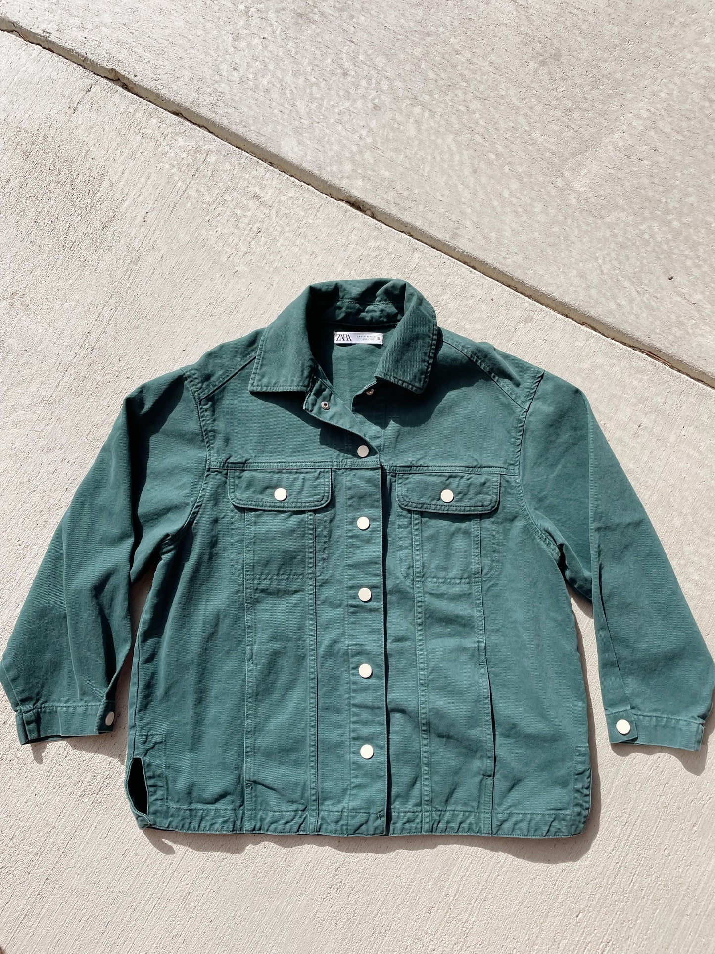 Zara Green Denim Snap Jacket (Women’s M/L)