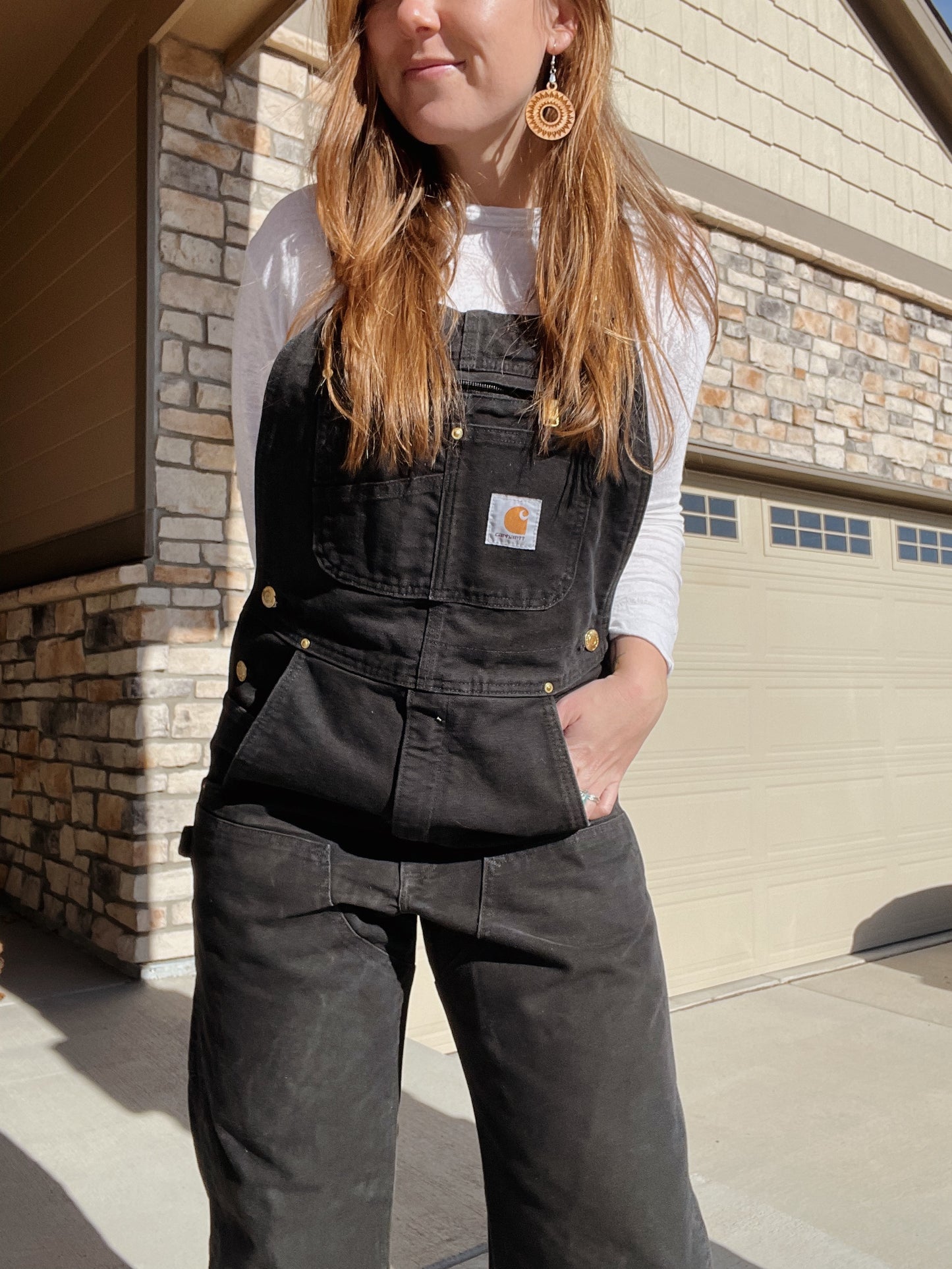 Carhartt Black Double Knee Zip Pocket Overalls (M)