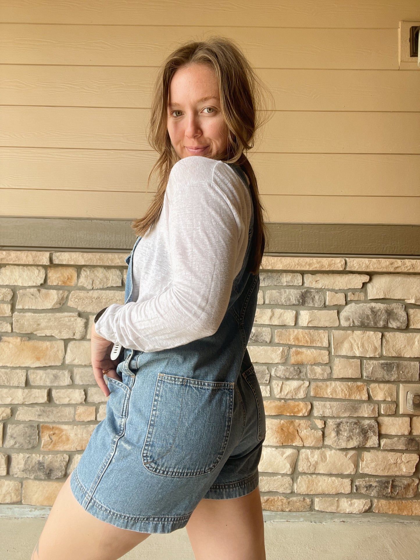 Vintage Denim Shortalls (S)
