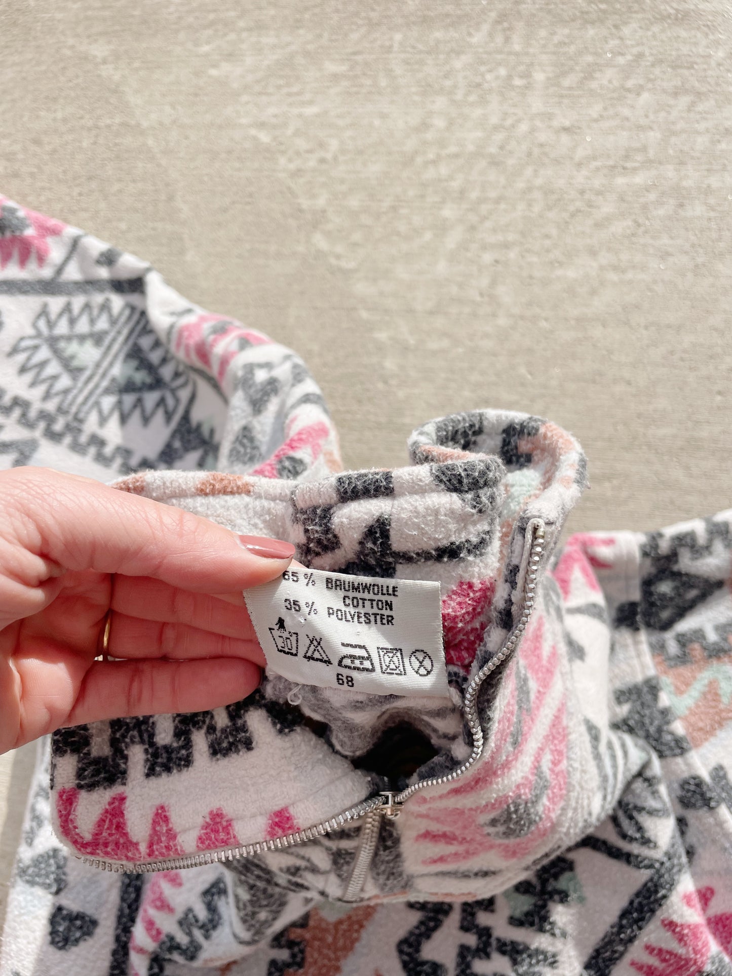 Vintage Geometric Patterned 1/4 Zip Fleece (L)