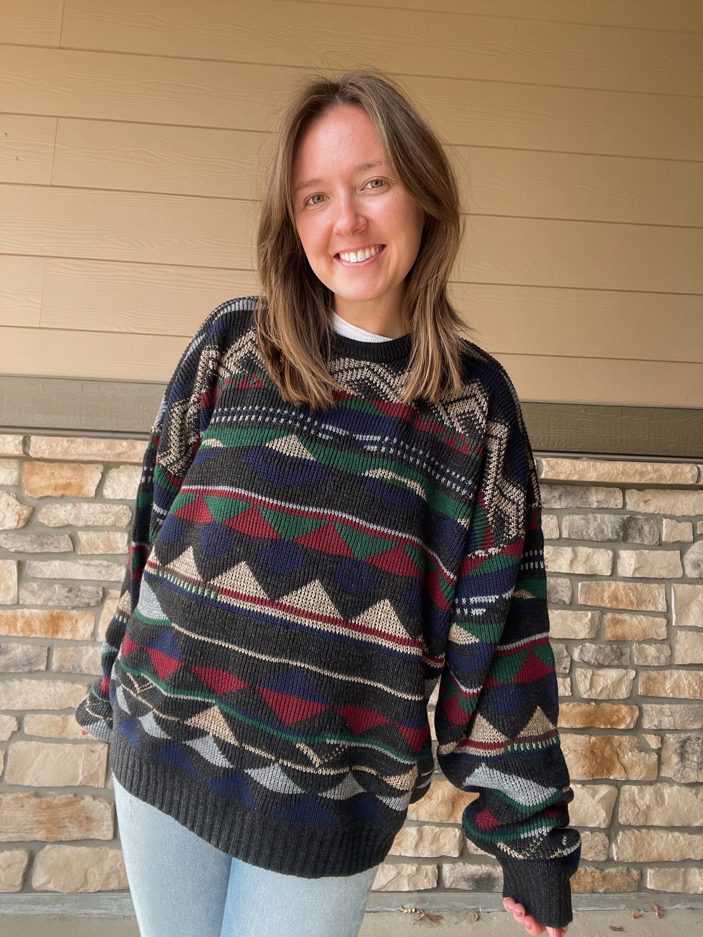 Vintage Sears Patterned Sweater (XL)