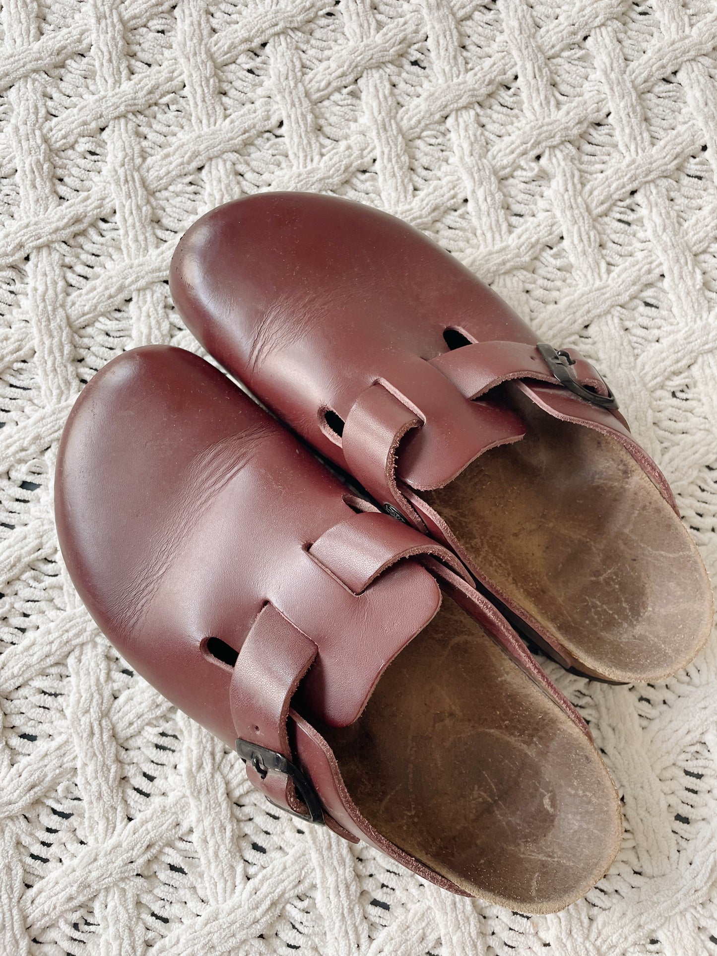 Birkenstock Maroon Boston Clogs (37/W6)