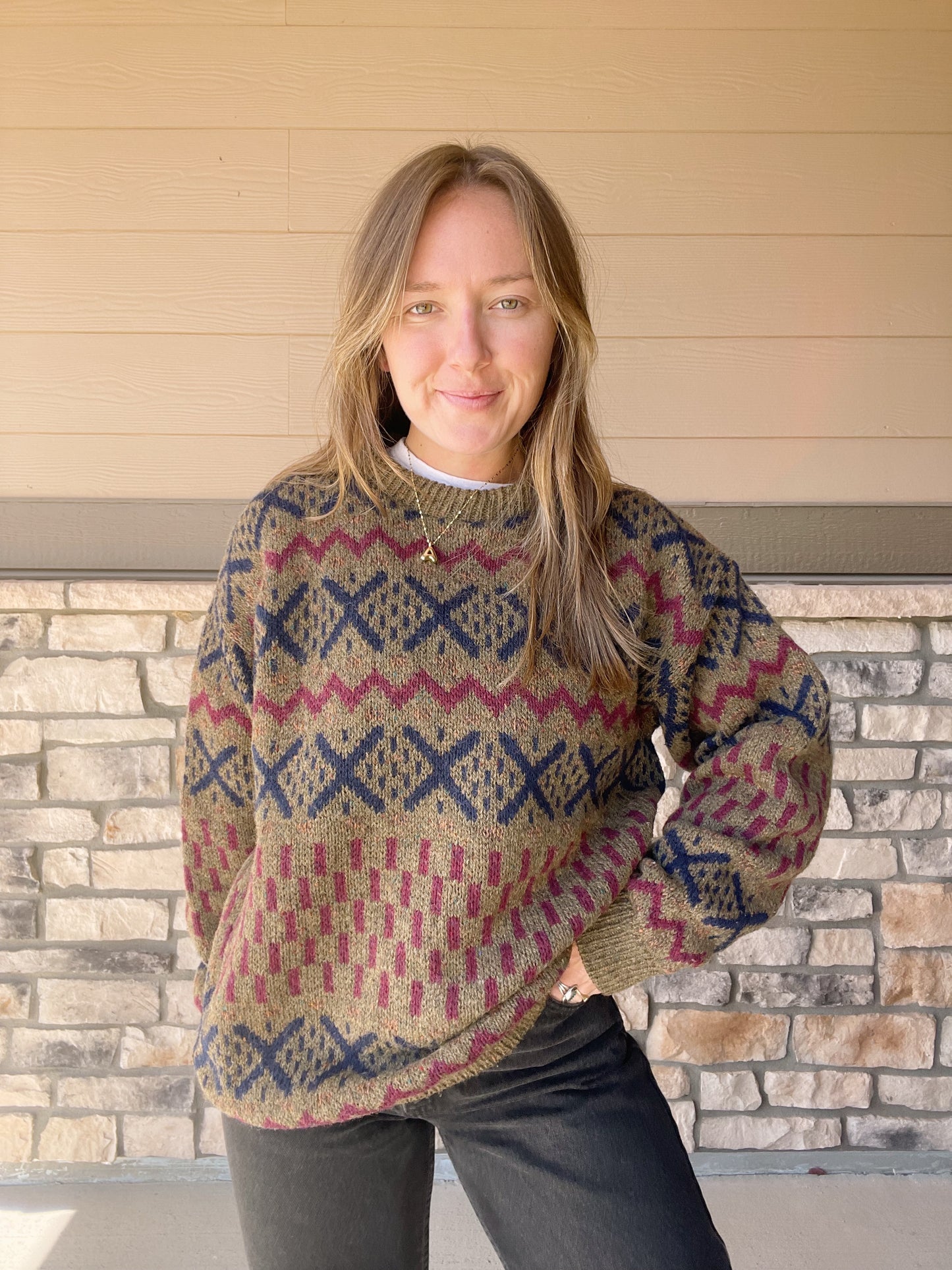 Vintage Alps Wool Patterned Sweater (M)