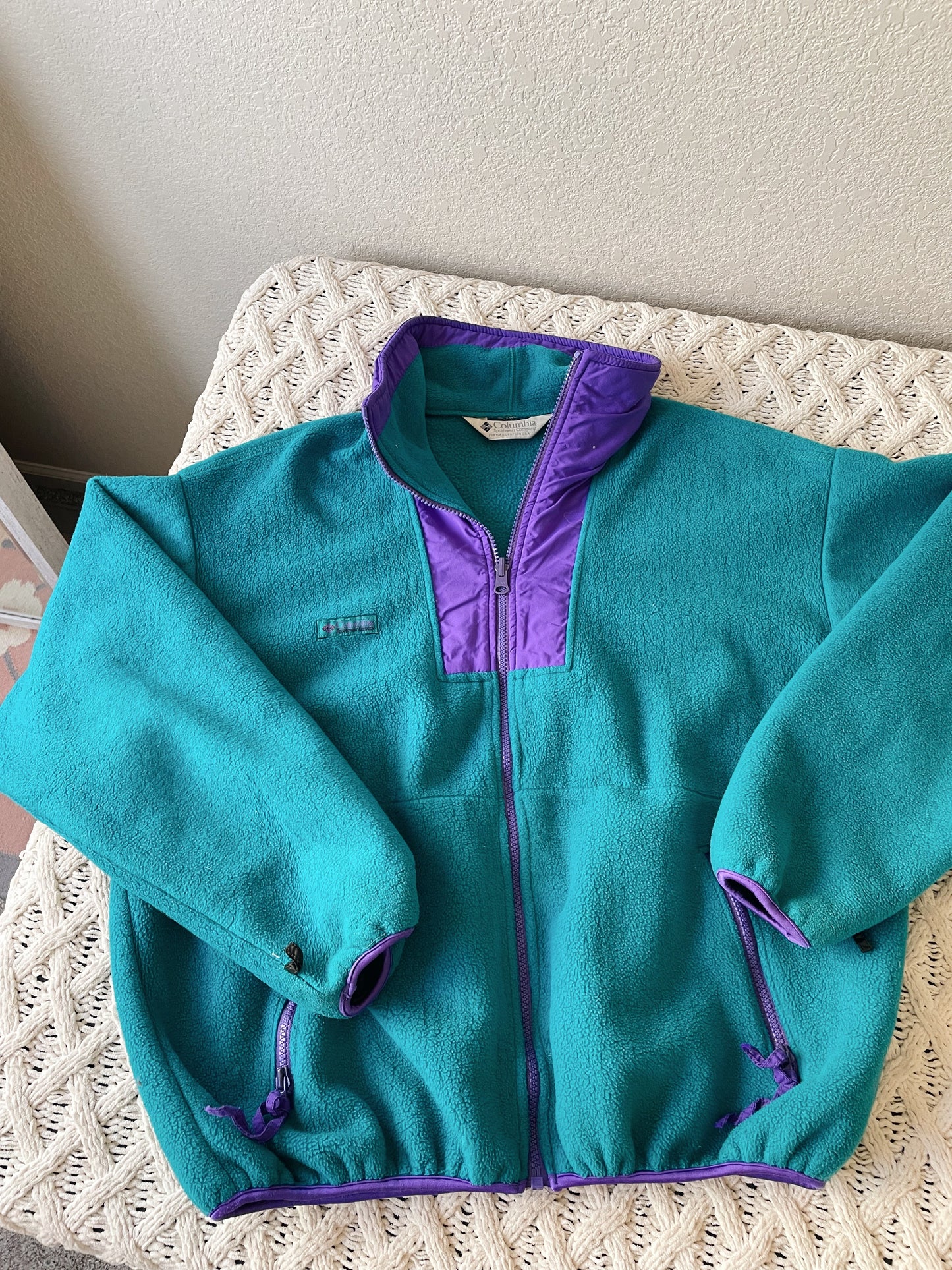 Vintage Columbia Teal Full Zip Fleece (XL)