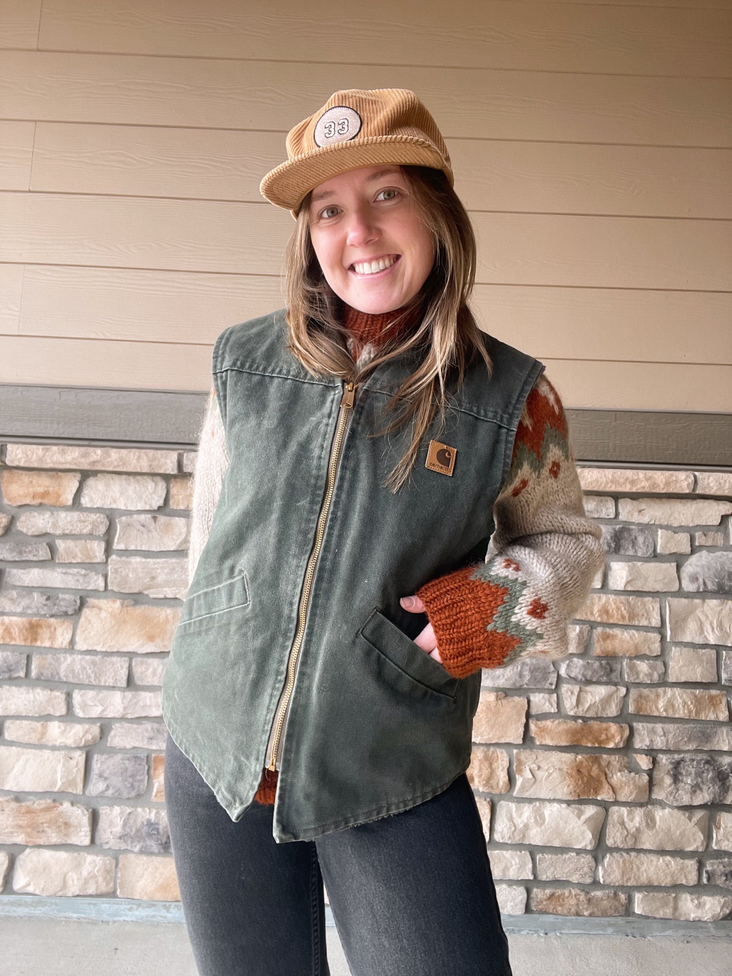Vintage Carhartt Moss Green Canvas Vest (M)