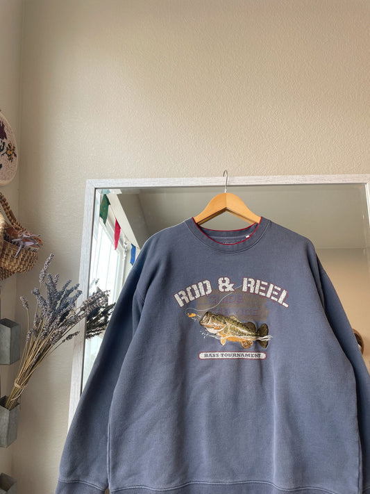 Vintage Embroidered Fish Crew (XL)