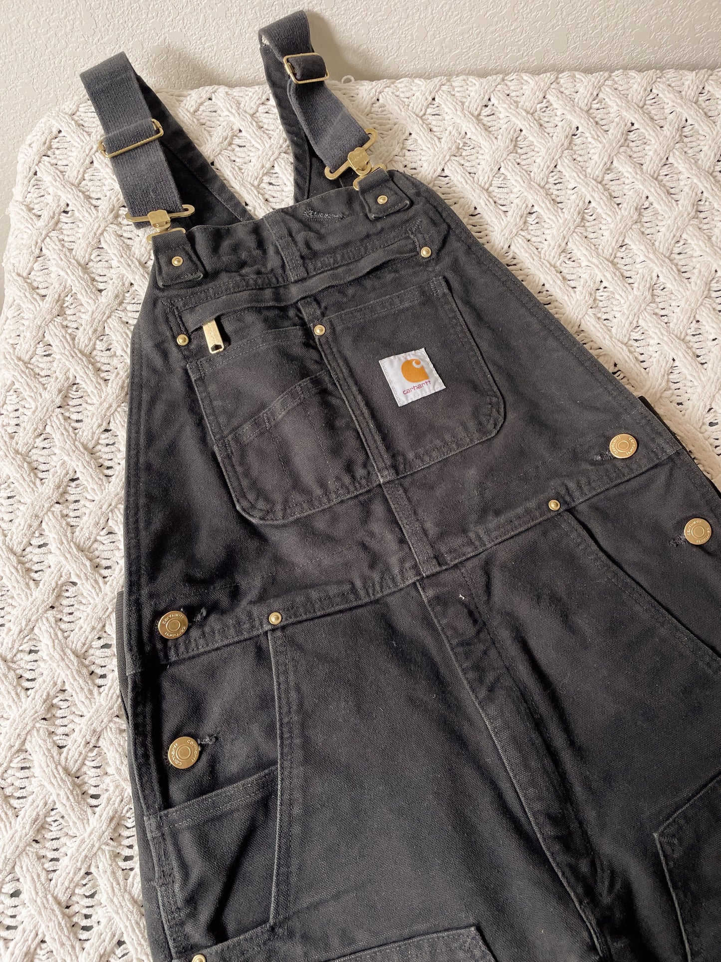 Carhartt Black Double Knee Zip Pocket Overalls (M)