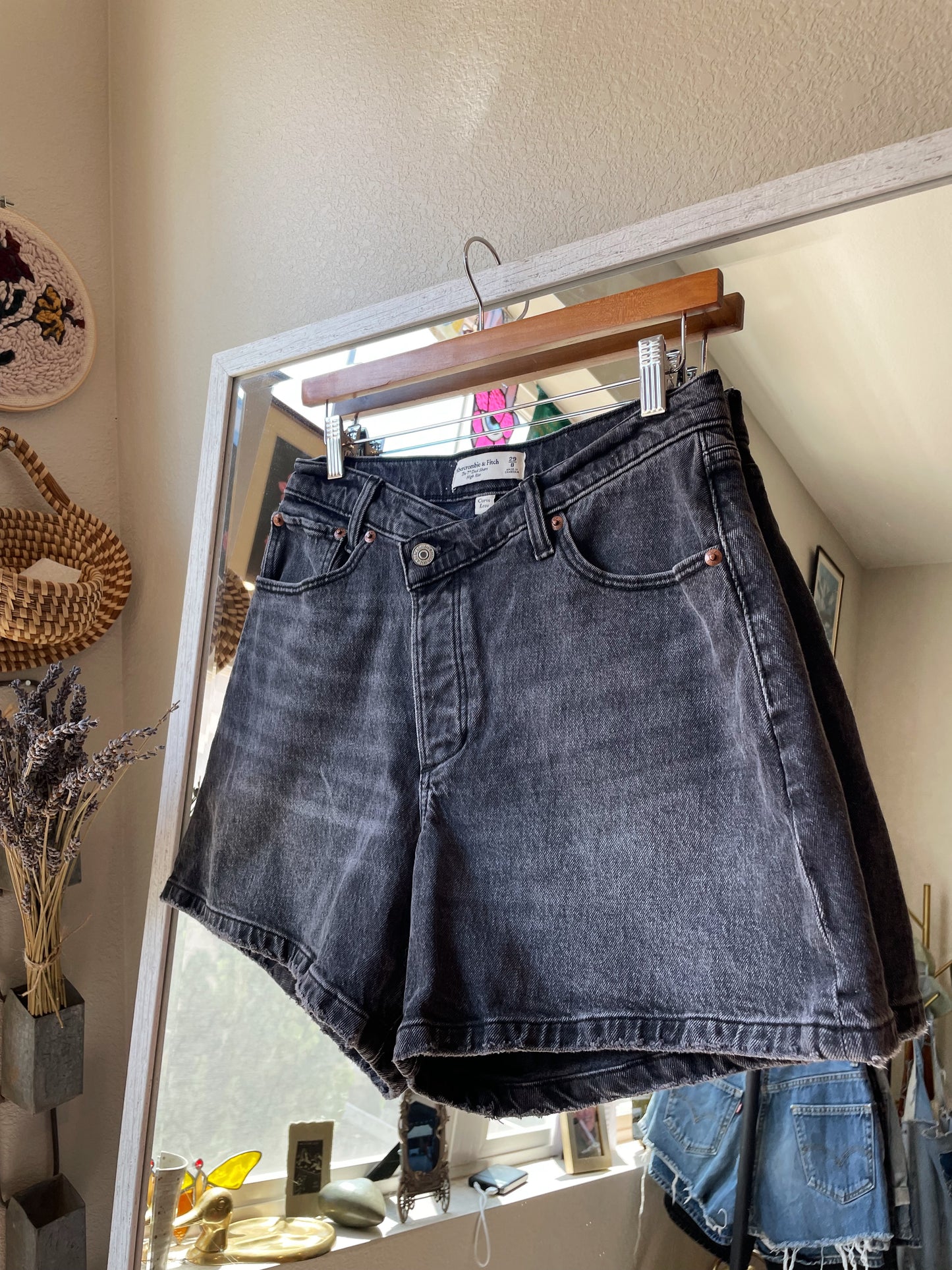 A&F Black Denim Shorts (28)