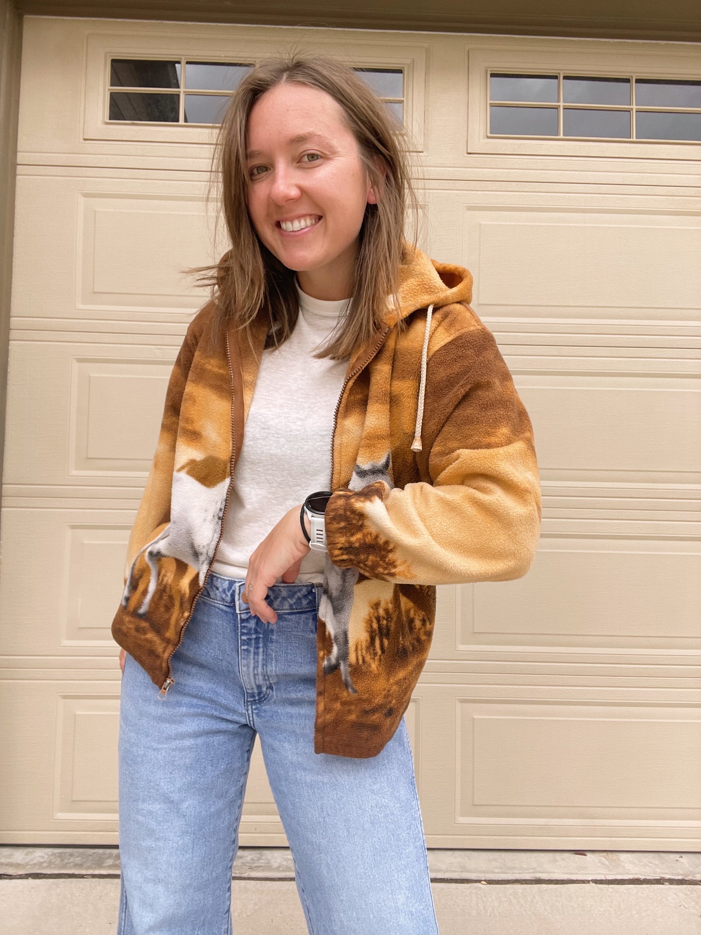 Vintage Fleece Horse Zip Up Hoodie (S) - AS IS