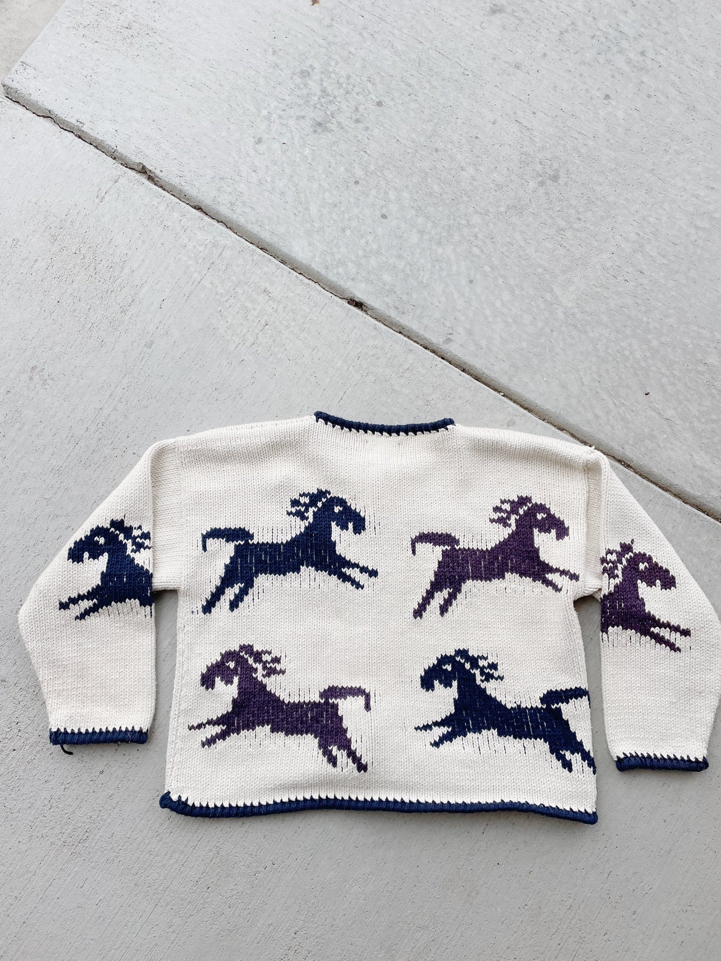 Vintage Handknit Horses Cardigan (L)